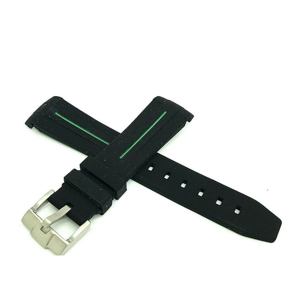 Rubber Strap Replacement Band Mens Watch Black Green 20mm Lug
